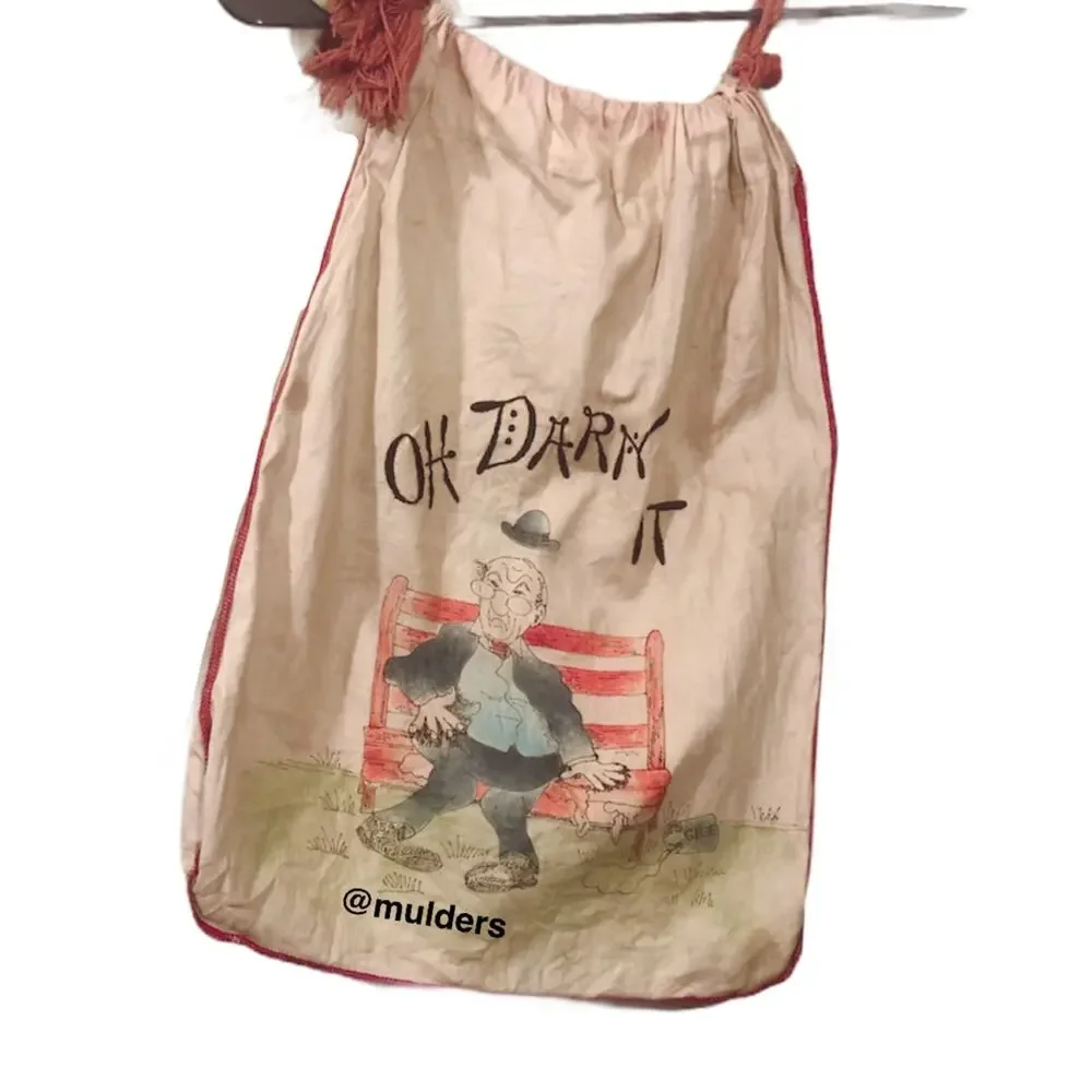 Vintage Oh Darn It Gunny Sack Storage Bag